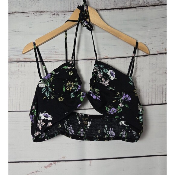 AFRM Revolve Womens Top XL Black Floral Luka Cropped Bra Top in Spring Noir - Picture 1 of 7